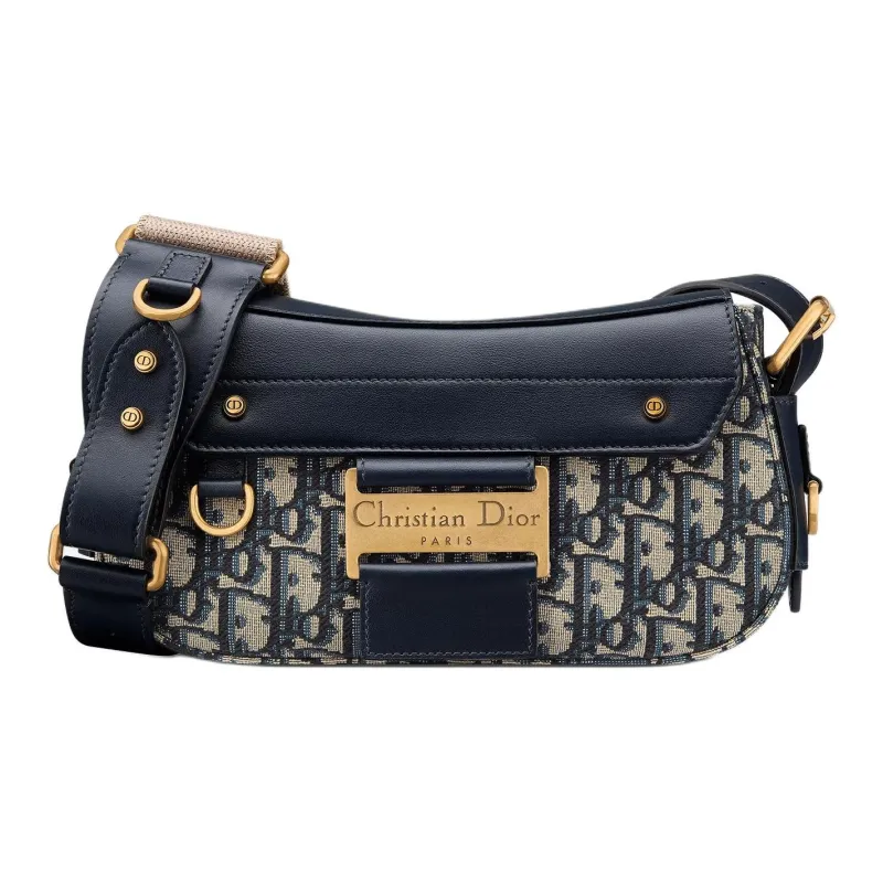 DIOR Cotton Shoulder Bag Small Size Women's Blue-0