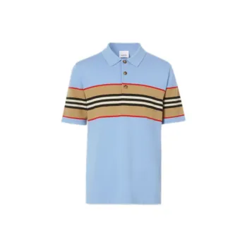 Burberry Polo Shirts Men Light Blue