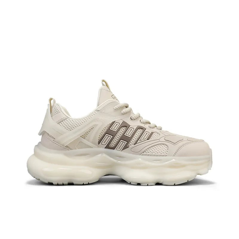 U.S. POLO ASSN. Cushioning Slip Resistant Breathable Height Increasing Coverage Low Top Chunky Sneakers Men's Ecru-1
