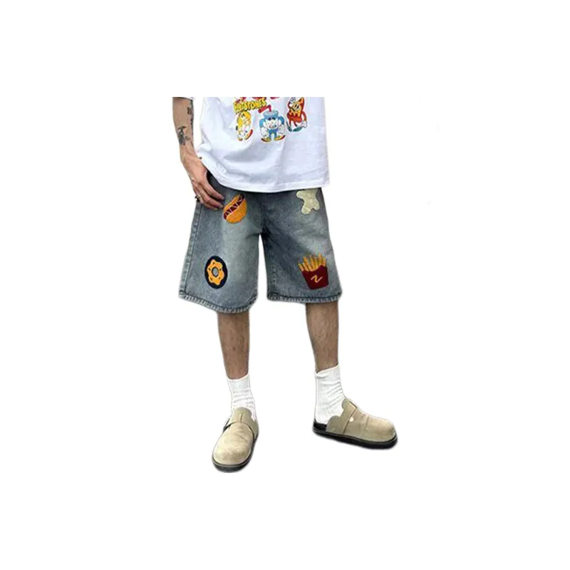 TESTUNG Classic Denim Shorts Unisex Dark Blue Tone-9