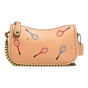 COACH Swinger Leather Handbag Trumpets Women's Beige Brown