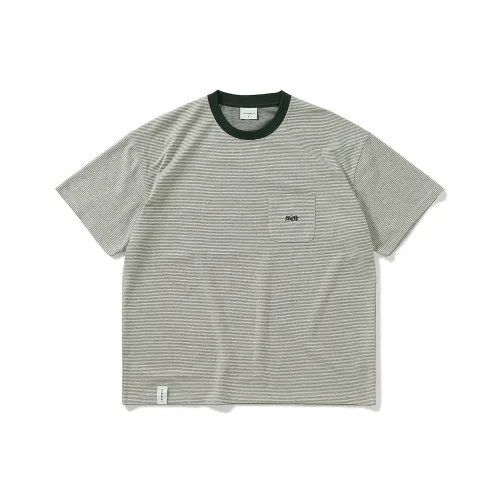 714STREET Striped Pocket Skin Friendly Comfortable Short Sleeved T Shirts Unisex