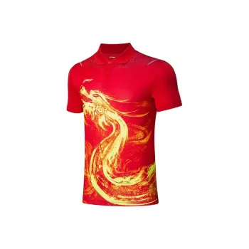 LINING Table Tennis Series Polo Shirts Men Cherry Total Crimson
