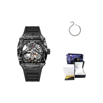 Dulunwe Fissioner Collection Automatic Mechanical Movement TPU Strap Watch Men's Watches Black Dial