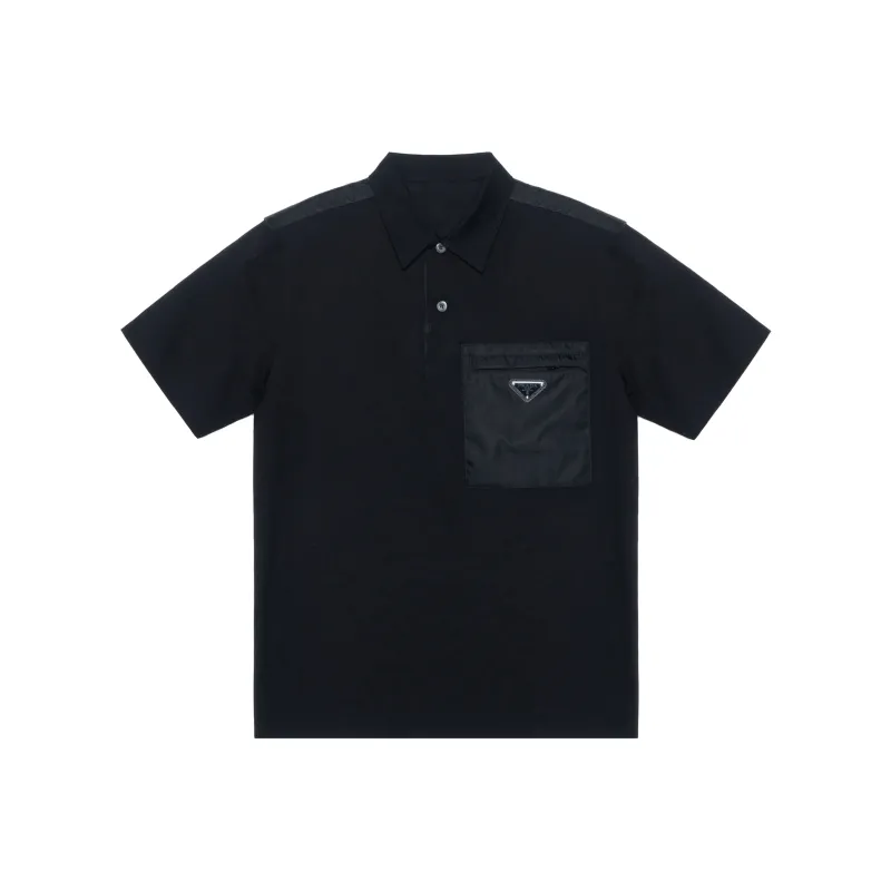 PRADA Logo Plaque Short Sleeved Polo Shirt-0