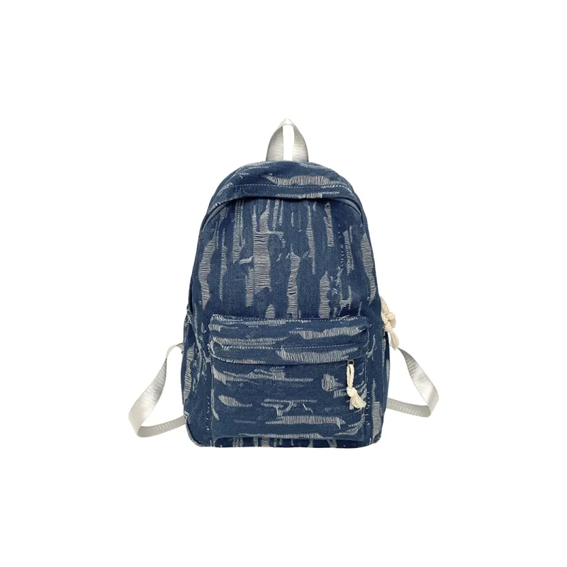 SEVENMOONS Denim Backpack Unisex Light Blue/Black/Dark Blue-0