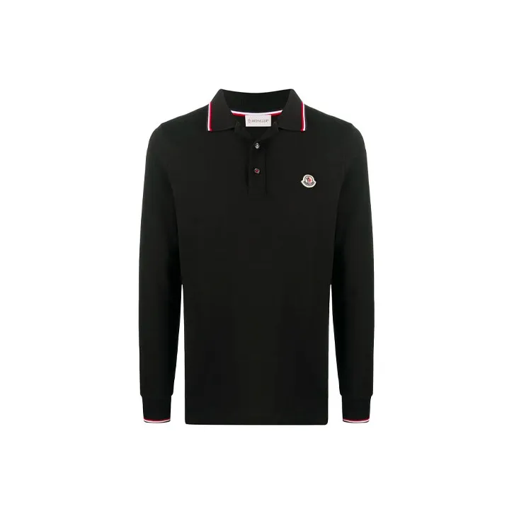 Moncler Logo Patch Long Sleeved Polo Shirt-0