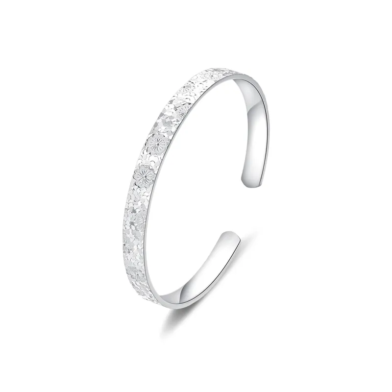 Lao Feng Xiang 999 Fine Silver Sterling Silver Bangle For Women's Women's-0