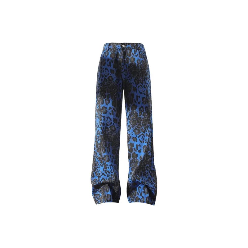 FAX FOR FMACM Jeans Unisex Black Leopard Print-3