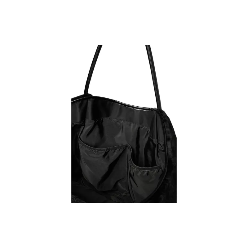 Alo Yoga Faux Fur Tote Bag, Shopping Bag, Handbag Women's Black-2