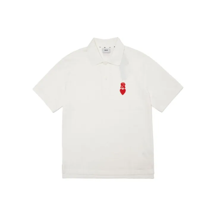 MLB Mlb Base Logo Polo Shirt Men's Ivory White-0