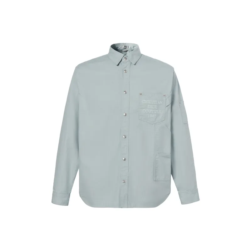 DIOR Logo Embroidered Collared Long Sleeved Shirt-0