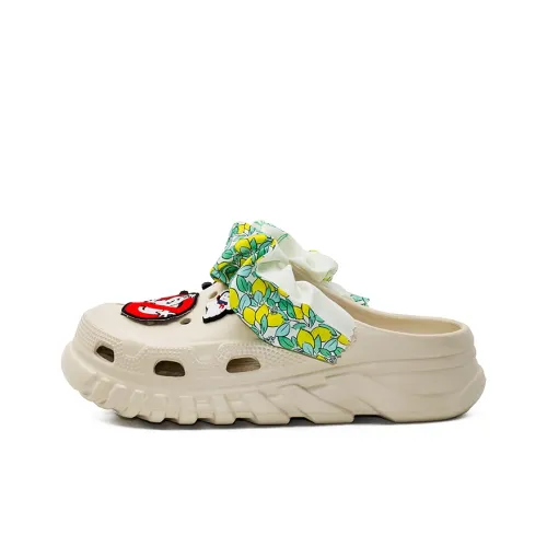 OUBT Street Hip Hop Style, Lightning Reggae, Lemon Flower Fabric Clogs Unisex