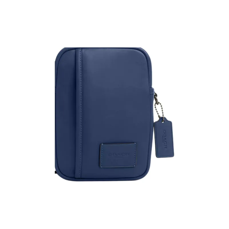 COACH Smooth Cow Leather Waist Bag Chest Bag Mini Men's Dark Blue-4