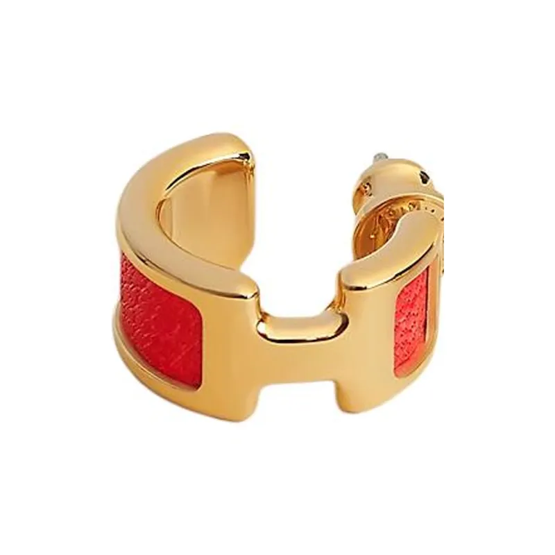 HERMES Goatskin Earrings Women's Red-1