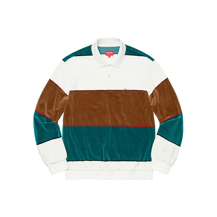 Supreme Stripe Velour L/S Polo-0
