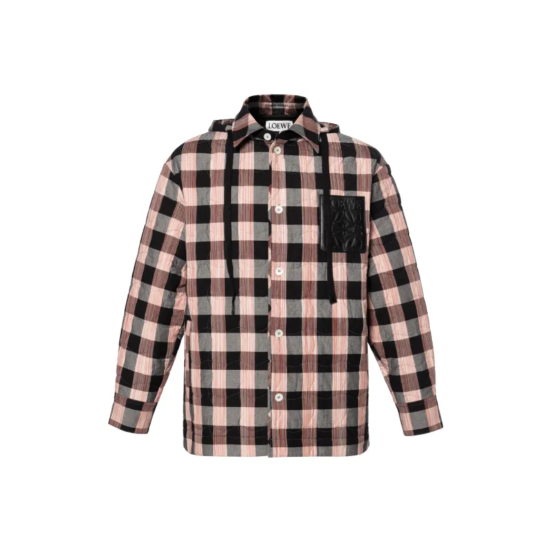 LOEWE Quilted Check Hooded Shirt-0