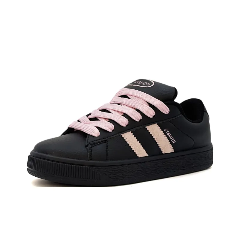 XIANGSU Trendy Versatile Classic Vintage Low-Top Skateboard Shoes Black Gold-23