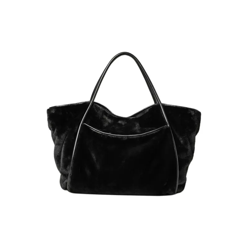 Alo Yoga Faux Fur Tote Bag, Shopping Bag, Handbag Women's Black-1