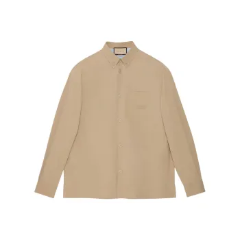 GUCCI Logo Embroidered Long Sleeve Shirt