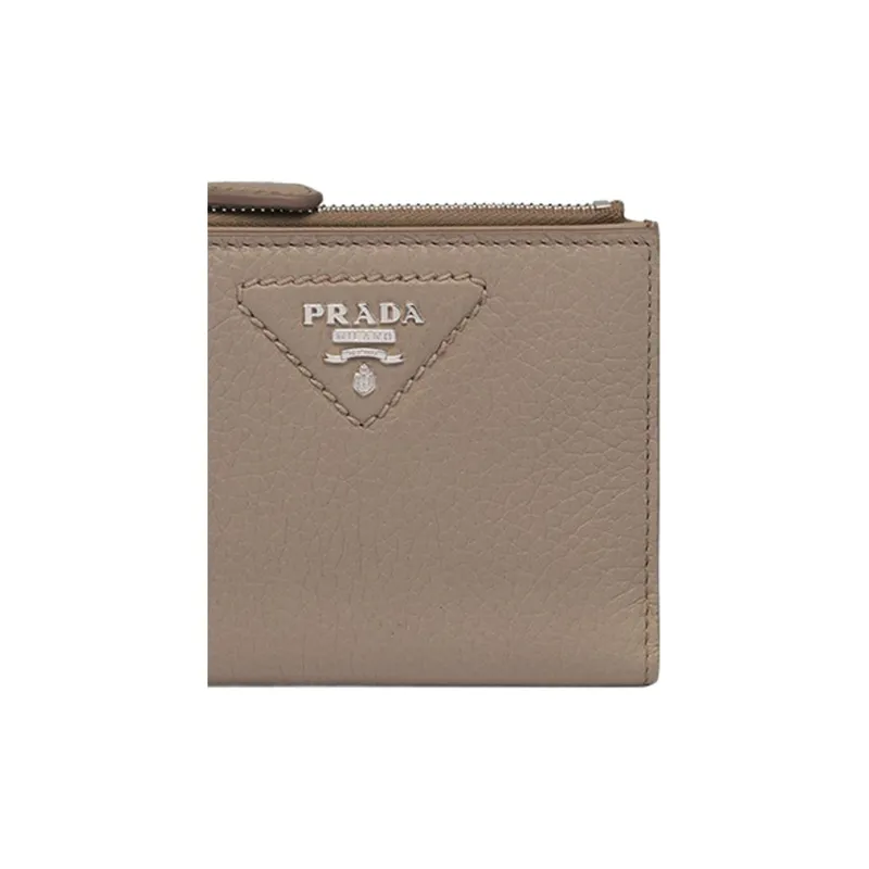 PRADA Leather Wallet Trumpets Women's Gray-5