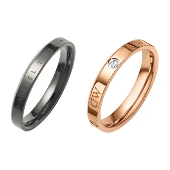 Daniel Wellington Alloy Rings Unisex Rose Gold & Space Gray