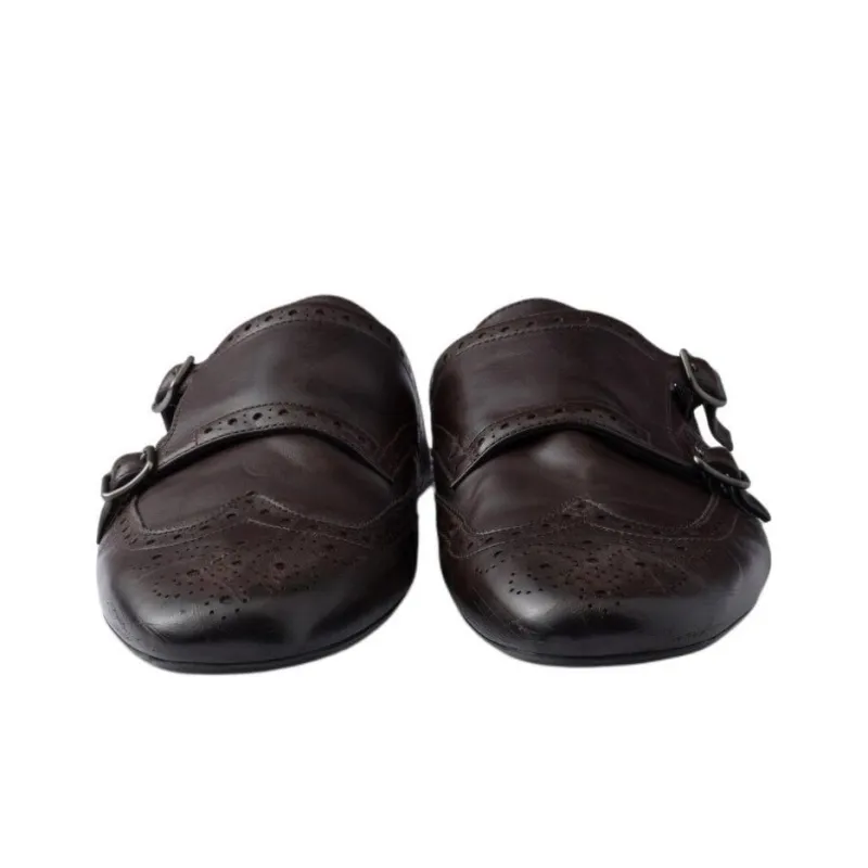 PRADA Odor Resistant Closed Toe Slippers Men's Brown-2