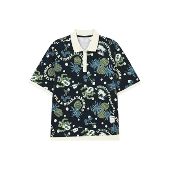 Mihara Yasuhiro X FILA X MIHARA YASUHIRO Polo Shirts Men Deep Robe Blue