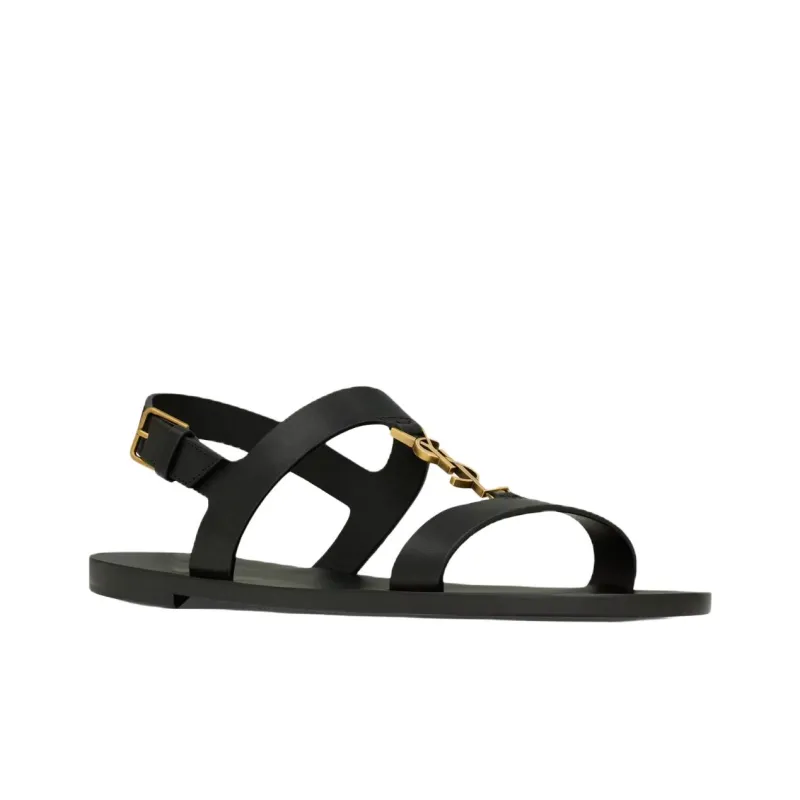 SAINT LAURENT CASSANDRE One Strap Sandals Men's Black-2