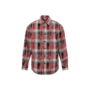 URBAN REVIVO Shirts Men Red Plaid