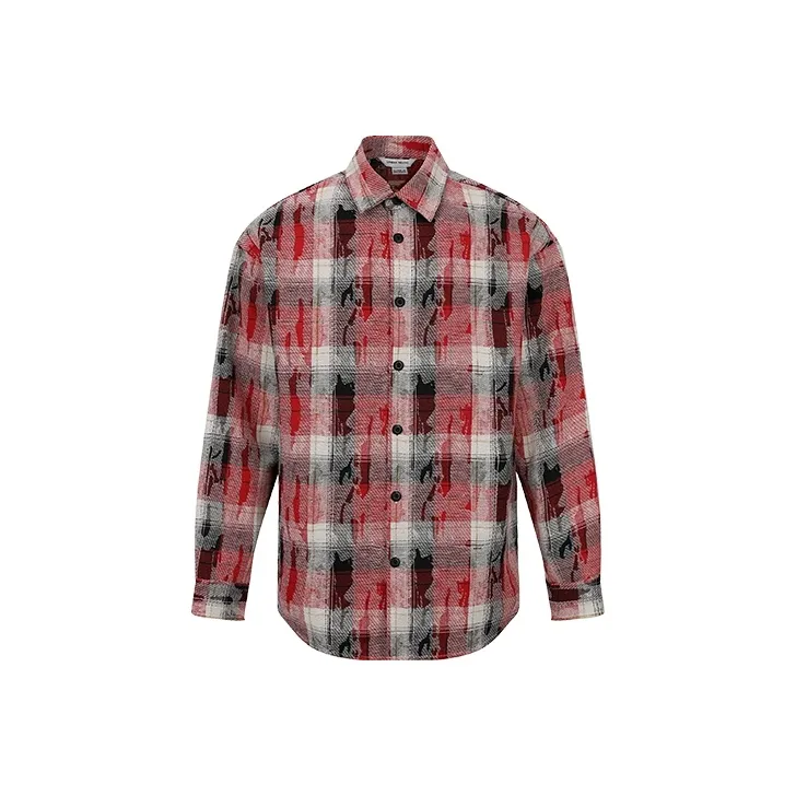 URBAN REVIVO Shirts Men Red Plaid-0