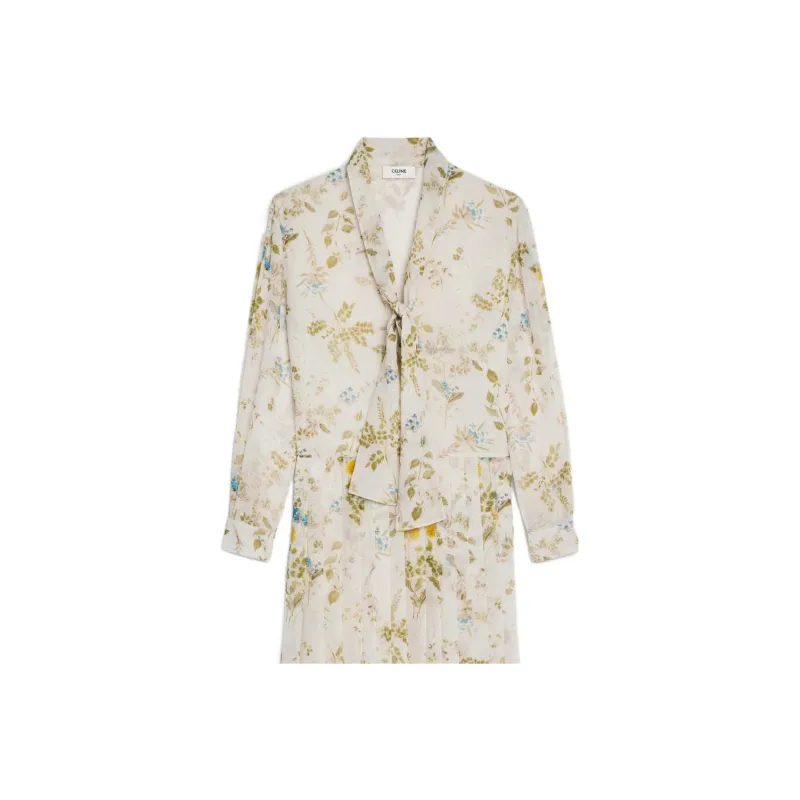 CELINE Long Sleeved Dresses Women's Yellow-2