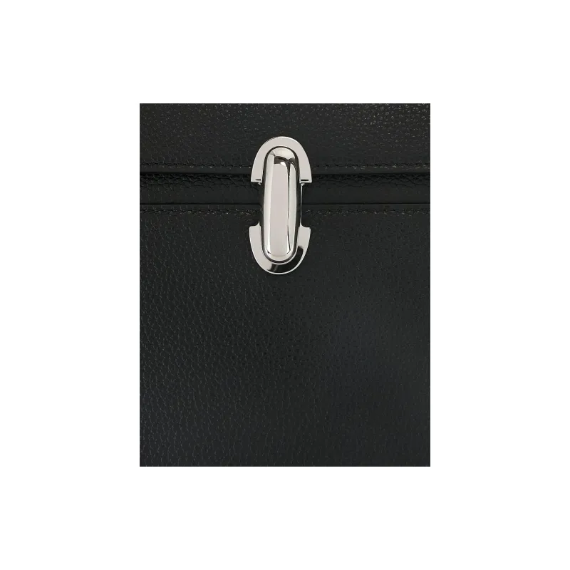 SAVETTE Grain Leather Shoulder Bag Women's Black-4