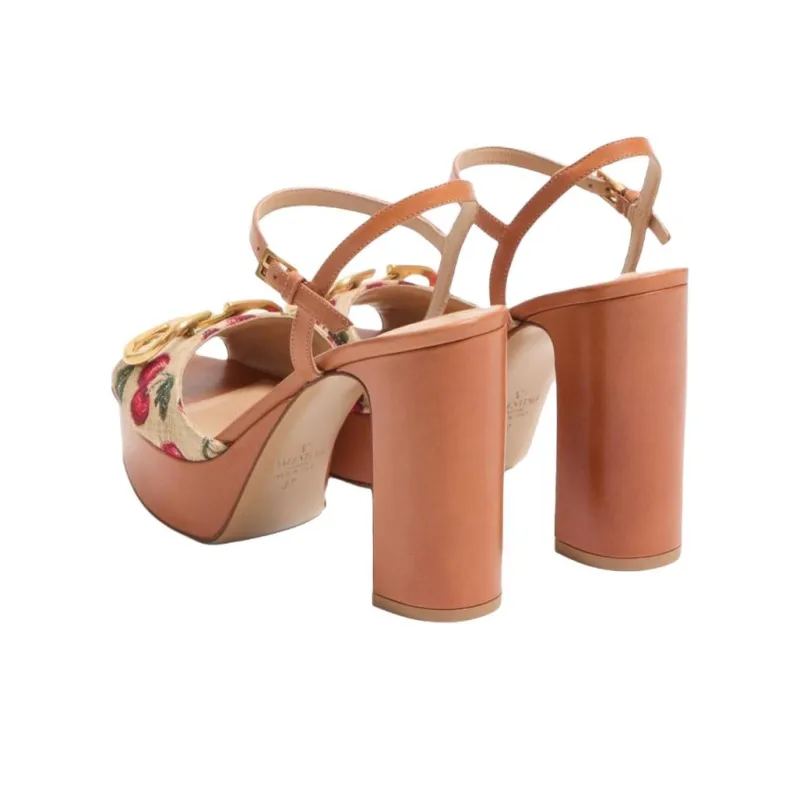 Valentino Vlogo One Strap Sandals 11.5cm Women's Brown-3