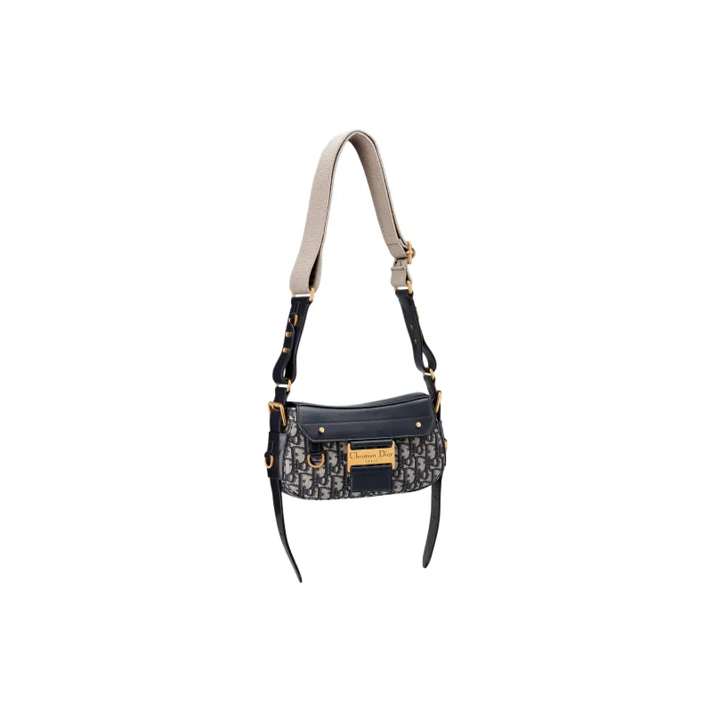 DIOR Cotton Shoulder Bag Small Size Women's Blue-3