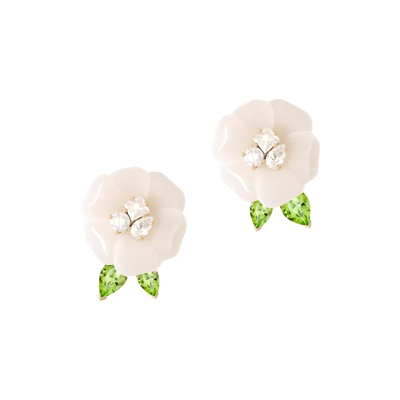 GIORGIO ARMANI Blanche 18k Gold Earrings With White Agate Diamonds And Peridot-0