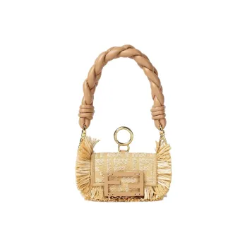FENDI Baguette Cotton Handbag Extra Mini Women's Beige