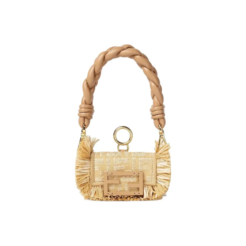 FENDI Baguette Cotton Handbag Extra Mini Women's Beige-0