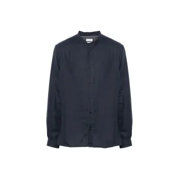 Brunello Cucinelli Band collar Hemp Shirt