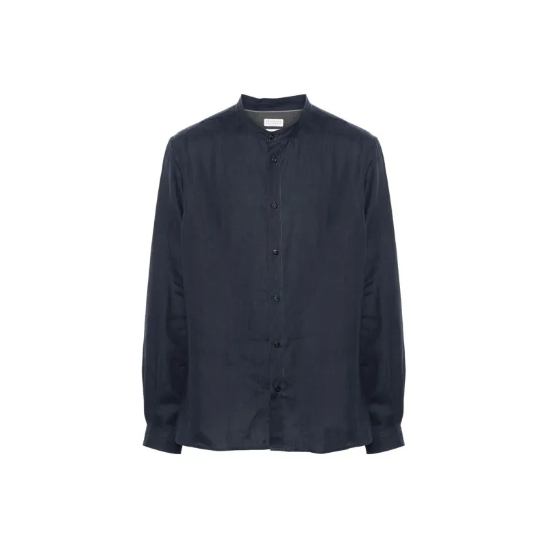 Brunello Cucinelli Band-collar Hemp Shirt-0