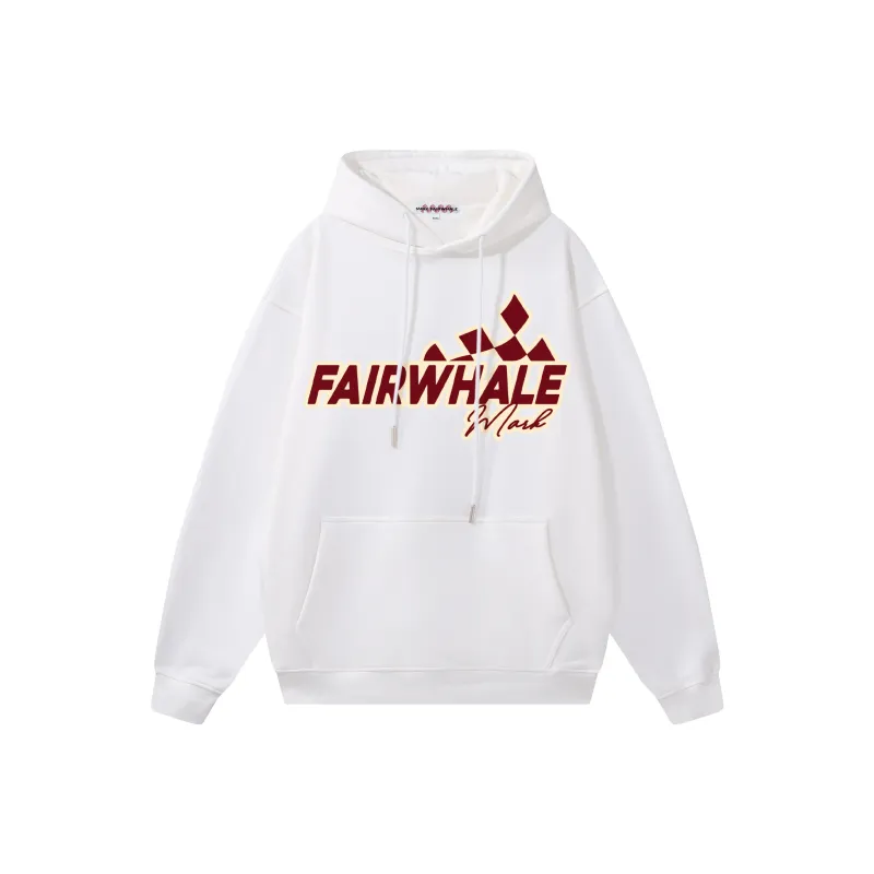 FAIRWHALE Letter Print Loose Fit Pullover Drop Shoulder Hoodie Unisex-7