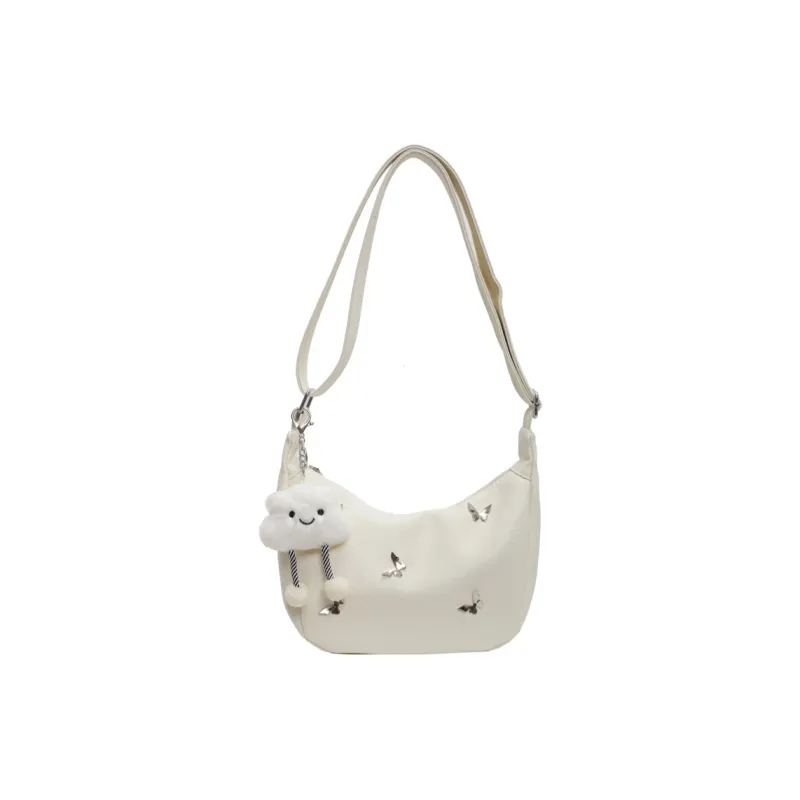 Morellybear PU Handbag, Shoulder Bag, Crossbody Bag Women's Black/Ecru/Silver-6