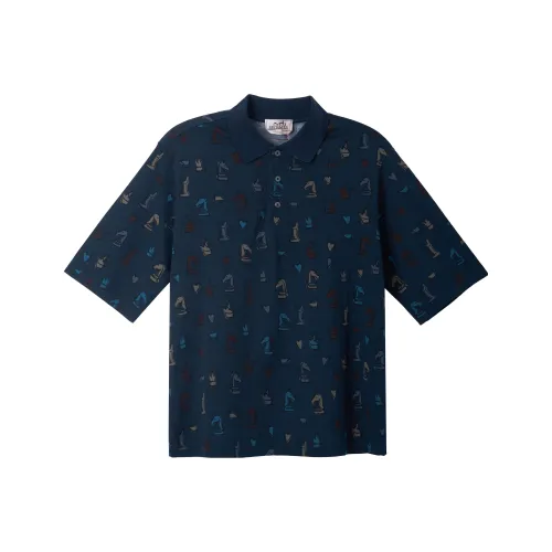 HERMES Polo Shirts Men Blue