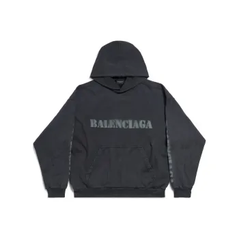 Balenciaga Stencil Type Hoodie Medium Fit In Black Sweatshirt Regular Men's Black