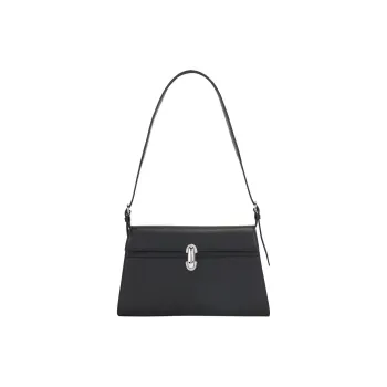 SAVETTE Grain Leather Shoulder Bag Women's Black
