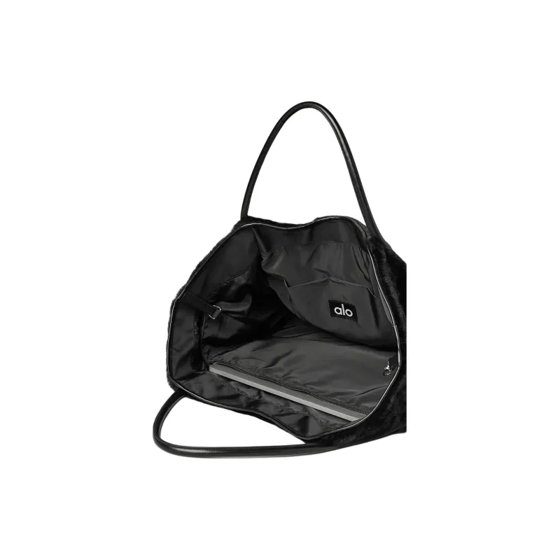 Alo Yoga Faux Fur Tote Bag, Shopping Bag, Handbag Women's Black-3