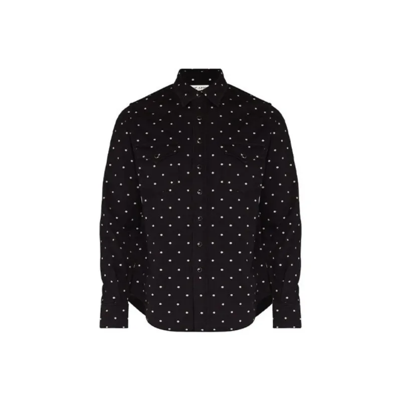 SAINT LAURENT Polka dot Denim Western Shirt-0