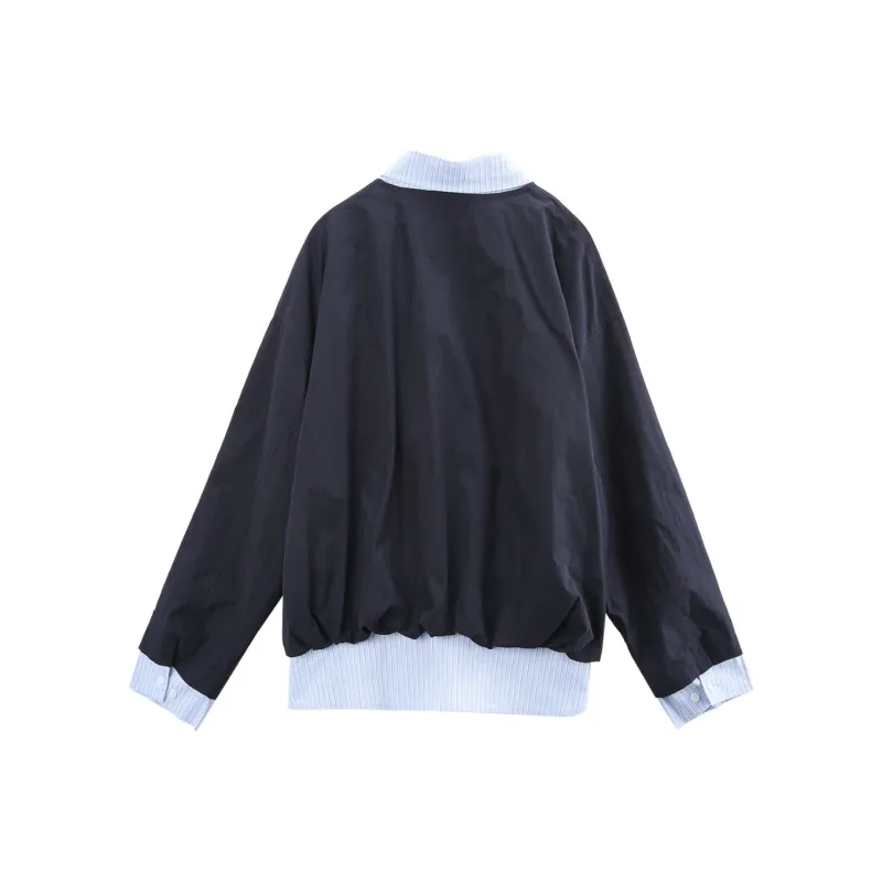 A Paradise For Awakening Cropped Coat Women's Navy Blue-1