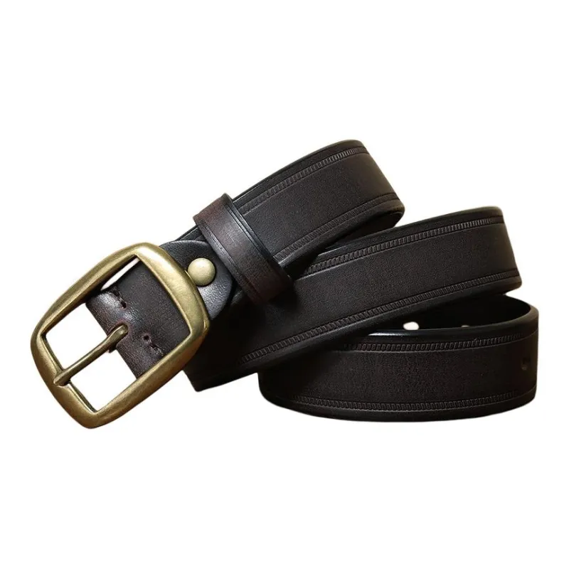 JEANSWEST Cow Leather, Genuine Leather, Copper Leather Belts Men's 3.3CM-1