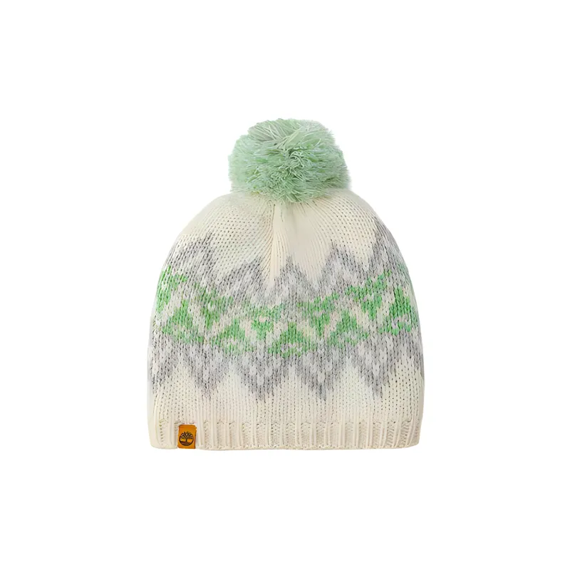 Timberland Plush Yarn Leather Beanies Men's Beige-1